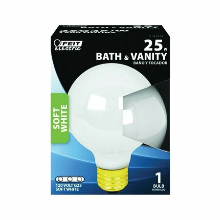 FEIT ELECTRIC 25W 3-1/8 GLOBE MED BASE WHITE 25G25/WRP